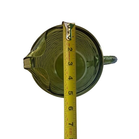 Anchor Hocking Soreno Crinkle Glass Juice Pitcher Avocado Green 1966-1970 - Picture 2 of 16